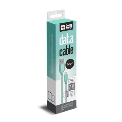 Кабель ColorWay USB - USB Type-C, 2.4 А, 2 м, Mint (CW-CBUC008-MT)