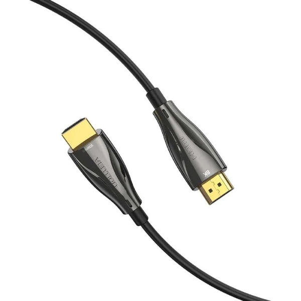 Кабель HDMI M - M, 60.0 м, V2.1, Optical 8K 60Гц 48Gbps Dolby 7.1 TPE Black Zinc Alloy Type Vention