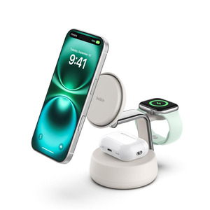 Зарядний пристрій бездротовий Belkin UltraCharge Pro 3-in-1 Magnetic Charging 25Вт Dock, Sand