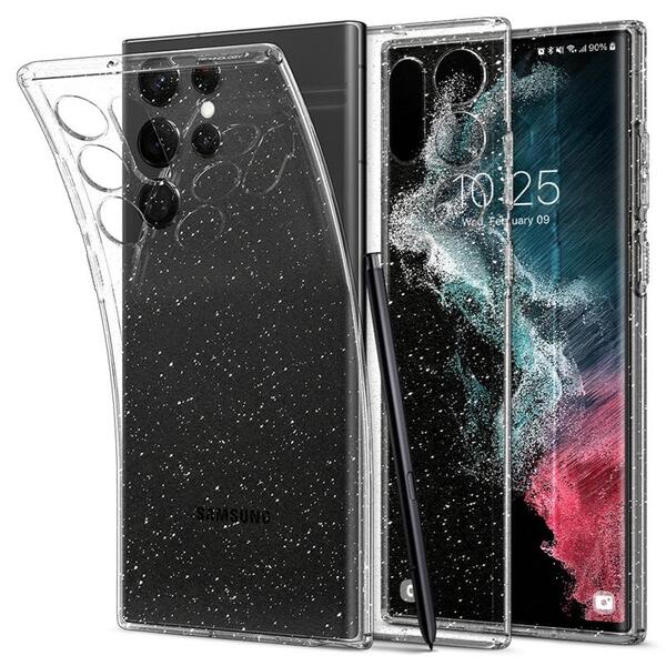 Чохол Spigen Liquid Crystal Glitter для Samsung Galaxy S22 Ultra SM-S908 Crystal Quartz ACS03913
