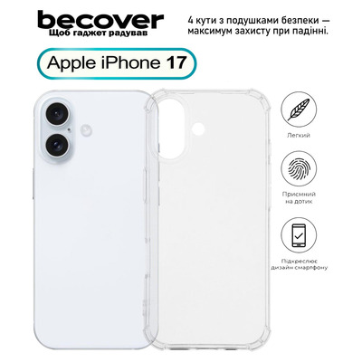 Чехол BeCover Anti-Shock для Apple iPhone 17 Clear 713793