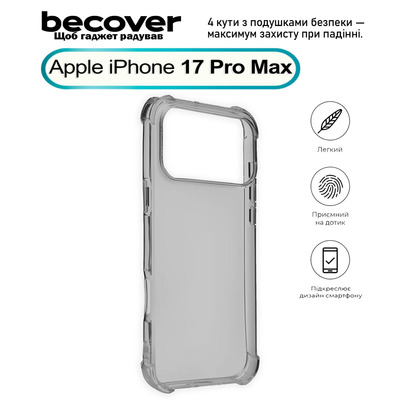 Чохол BeCover Anti-Shock для Apple iPhone 17 Pro Max Grey 713800