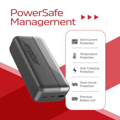 Зовнішній акумулятор (павербанк) Energizer 30000mAh 10W Black (UE30050C)