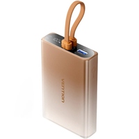 Зовнішній акумулятор (Power Bank)Vention 10000 mAh 22,5W PD, USB-A, USB-C In/Out, Lightning In/Out, LED display, Gold