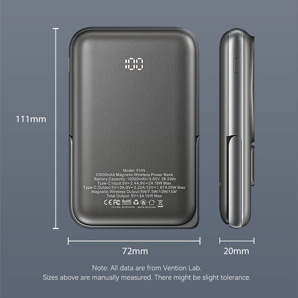 Зовнішній акумулятор (Power Bank) Vention Magnetic Wireless FHNB0