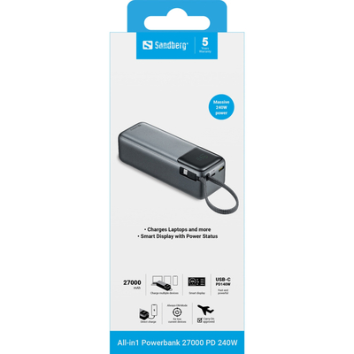Зовнішній акумулятор (Power Bank) Sandberg 27000mAh 240W (421-31)
