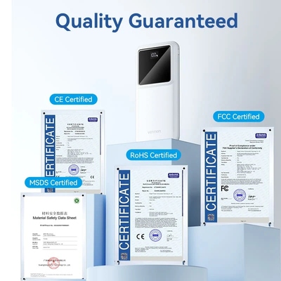 Зовнішній акумулятор (Power Bank)Vention 10000mAh 22.5W 3A PD,QC3.0, Micro-USB,USB-C,2xUSB-A, LED Display,White