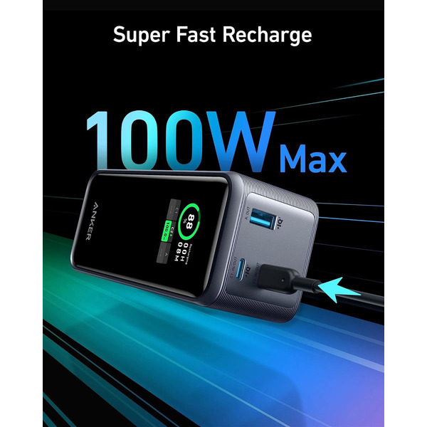 Внешний аккумулятор (портативное зарядное устройство) Anker 735 Prime 20000mAh 200W черный (A1336011)