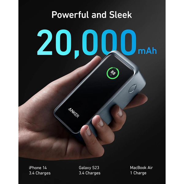 Внешний аккумулятор (портативное зарядное устройство) Anker 735 Prime 20000mAh 200W черный (A1336011)