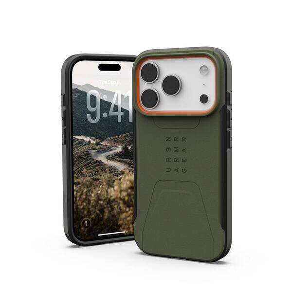Чохол UAG для iPhone 17 Pro Max, Civilian MagSafe, Olive/Orange 114546117297