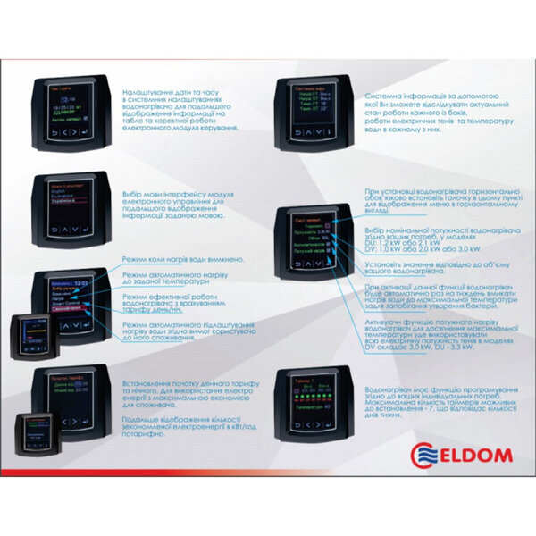 Водонагрівач Eldom GALANT 80  2100+1200 W  DU080W-W ELDOM