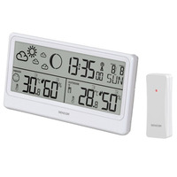 Метеостанция Sencor, внутр/наруж измерение, от сети/АААх3+ААх2, темп-ра, влажность, время, прогноз погоды, белый