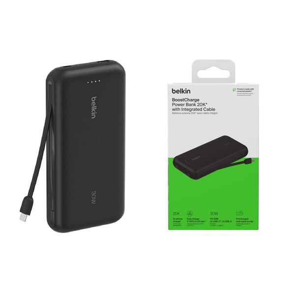 Зовнішній акумулятор (павербанк) Belkin BoostCharge 20000 mAh 30W with USB-C Black (BPB024HQBK)