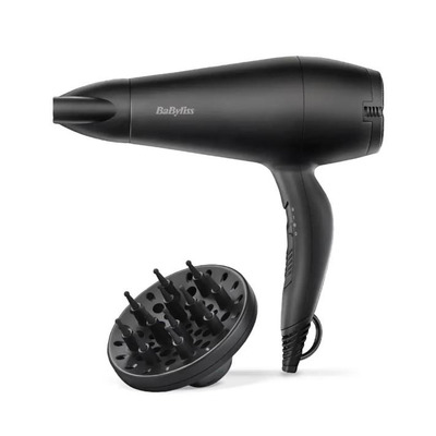 Фен Babyliss, 2000Вт, 2 режими, іонізація, хол. обдув, 2 насадки, чорний