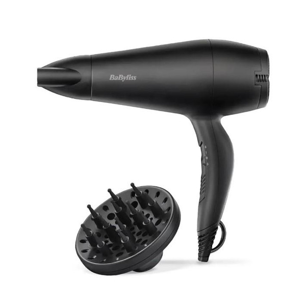 Фен Babyliss, 2000Вт, 2 режими, іонізація, хол. обдув, 2 насадки, чорний