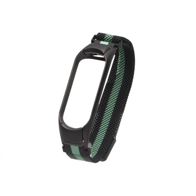 Ремінець для фітнес браслету Mi Band 3/4 Milanese Loop Black-Green