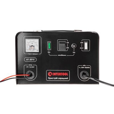 Зарядний пристрій 12-24 В, 600 Вт, 230 В, 30/20 А INTERTOOL AT-3015
