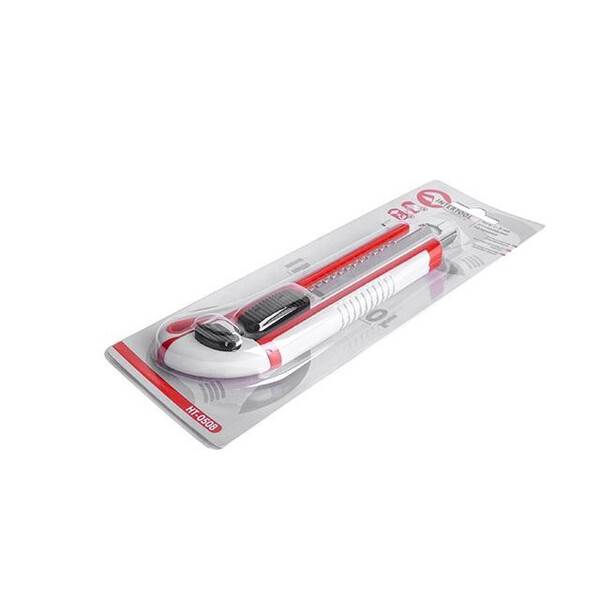 Ніж з 3-ма відламними лезами 18мм, металева напрямна, протиковзний корпус INTERTOOL HT-0508