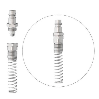 Перехідник з пружиною зі спірального або прямого шланга 6,5х10 мм на відповідну частину швидкороз'ємного