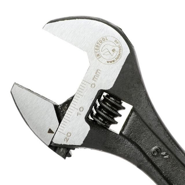 Ключ розвідний 150мм, Cr-V, чорний, фосфатований, з полірованою головкою INTERTOOL XT-0056