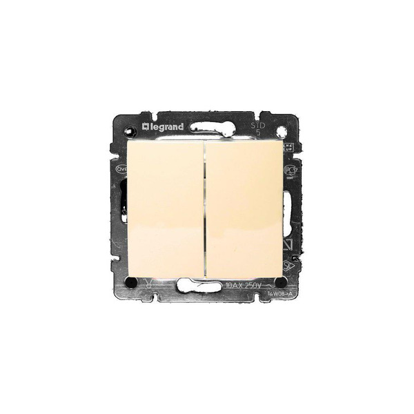 Вимикач двоклавішний 10АХ 250В Valena Classic Legrand, Слонова кістка