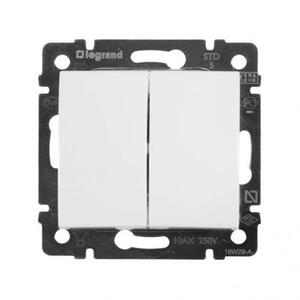 Legrand Выключатель двухклавишный 10АХ 250 автоматические клеммы (Valena Classic) [белый]