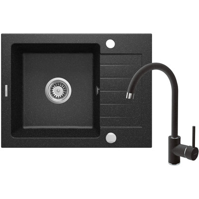 Deante Набор для кухни Zorba, гранитная мойка ZQZ_211A + смес. BEN_262M, графит-хром