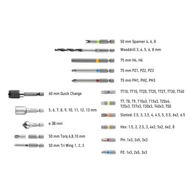 Graphite Energy+ SET, 18В, 2х2.0 Ач, 109ед.оснастки, кейс