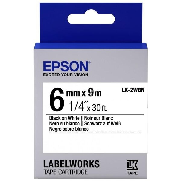 Стрічка Epson LK2WBN для принтерів етикеток LW-300/400/400VP/700 Black/White 6 мм 9 м (C53S6520030)