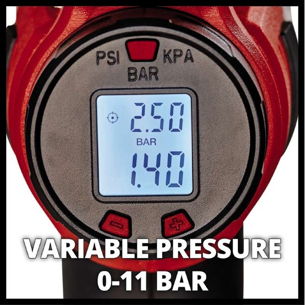 Компрессор ручной акум Einhell CE-CC 18 Li-Solo, 18В, PXC, 12-10 и 8 л/мин, 11 бар, 0.6 м, 0.76 кг (без АКБ и ЗУ)