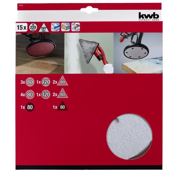 Набір шліф. паперу Einhell, 225мм, 15шт (491065)