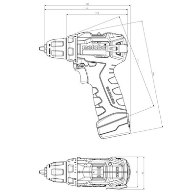 Metabo Шурповерт-дрель POWERMAXX BS BL, аккумуляторный, 2*12 В, 2 Ач, 0-400/0-1500 об/мин, патрон 1-10мм, 20/38 Нм, кейс, 0.7кг