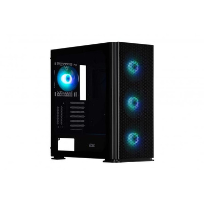 Корпус 2E Gaming Vertex GI01B, без БЖ, 2xUSB 3.0, 1xUSB Type-C, 3x140mm ARGB, 1x120mm ARGB, controller with remote, TG Side Panel, EATX, чорний