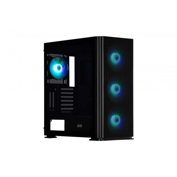 Корпус 2E Gaming Vertex GI01B, без БЖ, 2xUSB 3.0, 1xUSB Type-C, 3x140mm ARGB, 1x120mm ARGB, controller with remote, TG Side Panel, EATX, чорний