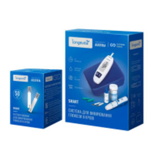 Глюкометр Longevita Smart Система для вимірювання глюкози в крові + Тест смужки 50 шт.