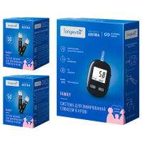 Глюкометр LONGEVITA Family Сис-ма д/вимiр.глюк.+Тест.смуж.100шт.(2*50шт/уп.)