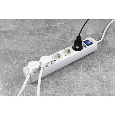 Мережевий подовжувач 2Е 5XSchuko з вимикачем, 3G*1.5мм2, 3м, white