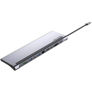 Док-станція USB3.1 Type-C --> HDMI/VGA/USB-C/USB3.0x3/RJ45/SD/TF/TRRS 3.5mm/PD 100W Vention 11in1