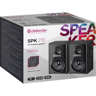 Акустична система 2.0 Defender SPK-270 10Вт, чорна, пластик, USB