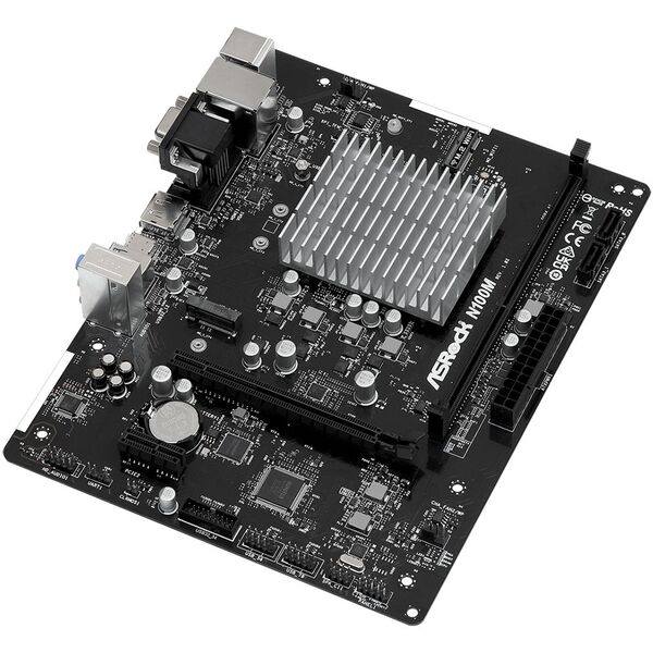 Материнська плата  ASRock N100M (Quad-Core N100 3.4GHz, 1xDDR4 DIMM, VGA/HDMI/DP, 1*PCIe, 2xSATAIII, M.2, GLan, mATX)