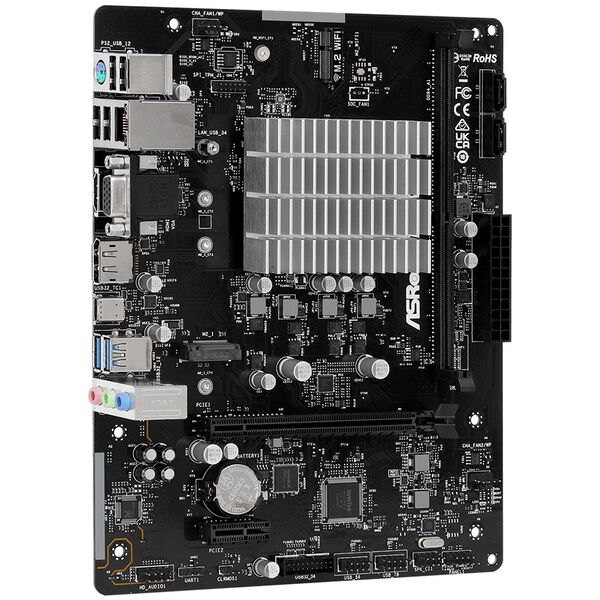 Материнська плата  ASRock N100M (Quad-Core N100 3.4GHz, 1xDDR4 DIMM, VGA/HDMI/DP, 1*PCIe, 2xSATAIII, M.2, GLan, mATX)