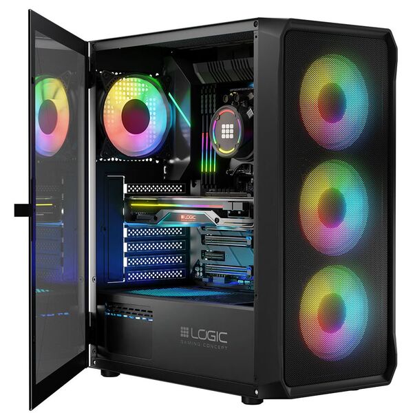 Корпус LogicConcept PORTOS MESH+GLASS ARGB fans 4x120mm BLACK без БЖ ATX