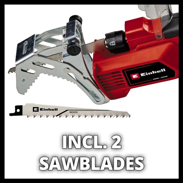 Пила шабельна акумуляторна Einhell X-Change GE-GS 18/150 Li-Solo, PXC, 18В, пропил 100/80мм, хід 20мм 1.28кг, (без АКБ та ЗП)
