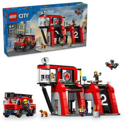 Конструктор LEGO City Пожежне депо з пожежною машиною