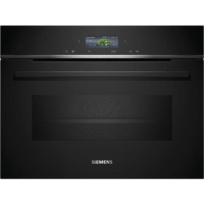 Духова шафа Siemens електрична компактна, 45л, A, дисплей, конвекція, ф-ція мікрохвиль, чорний