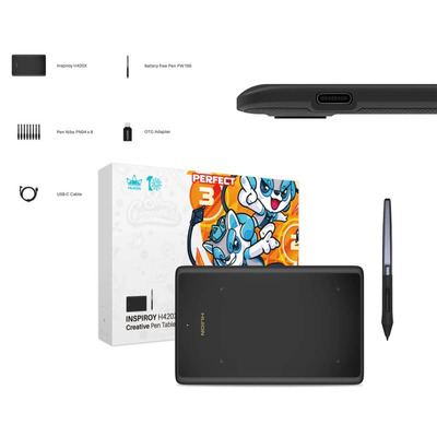Графічний планшет Huion 4.17"x 2.6" H420X USB-Cчорний