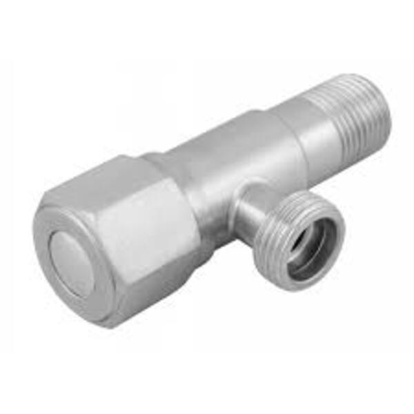 Кран кутовий вентильний (приладовий) 1/2н-1/2н нержавіюча сталь, (03)