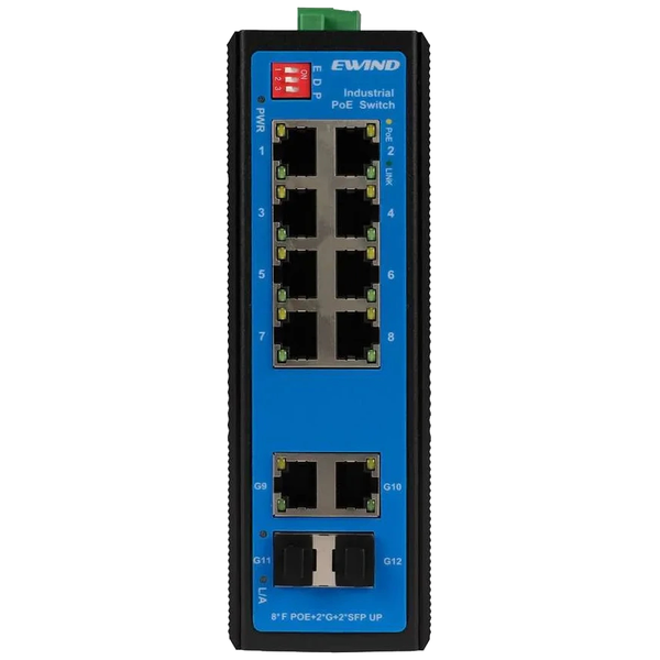 Комутатор 12 портів некерований Ewind EW-PIS1712-8FE PoE