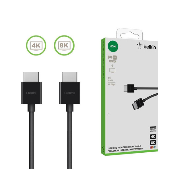 Кабель HDMI (M/M) Belkin 2м, 2.1, High Speed Ethernet, чорний