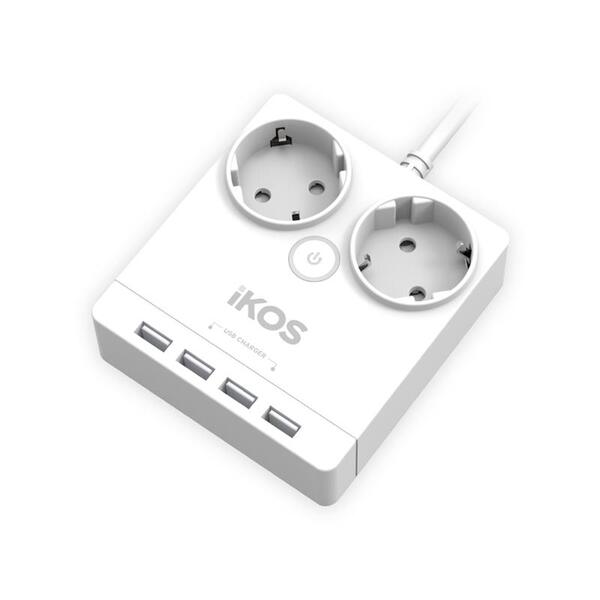 Сетевой фильтр-удлинитель IKOS F24S-U White (0005-CEF)